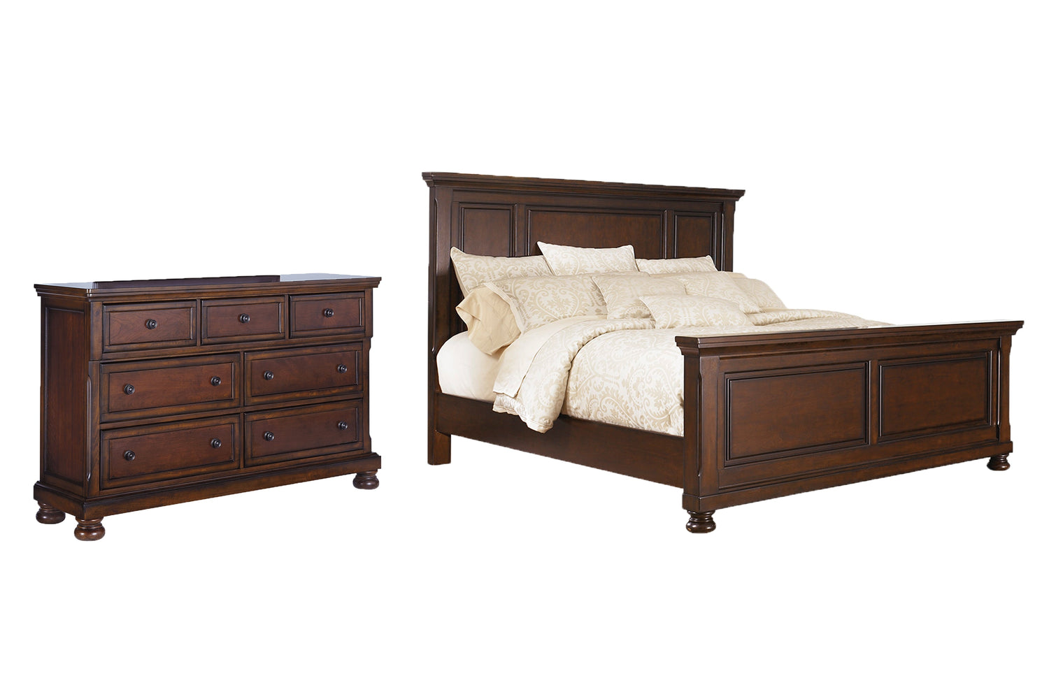 Porter Queen Panel Bed with Dresser in Rustic Brown - PKG006286