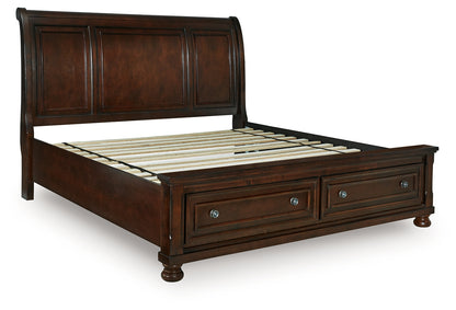 Porter Rustic Brown California King Sleigh Storage Bed - B697B47