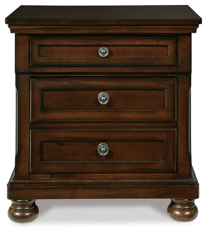 Porter Rustic Brown King Panel Bed, Chest and 2 Nightstands - B697B31