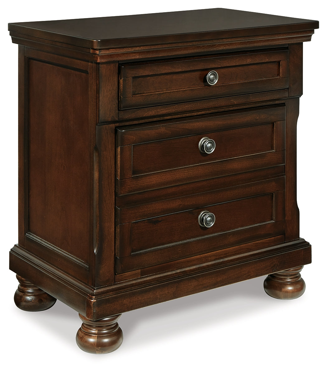 Porter Rustic Brown King Panel Bed, Chest and 2 Nightstands - B697B31