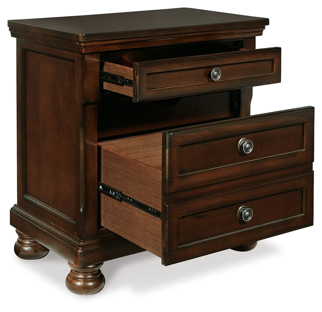 Porter Rustic Brown King Panel Bed, Chest and 2 Nightstands - B697B31