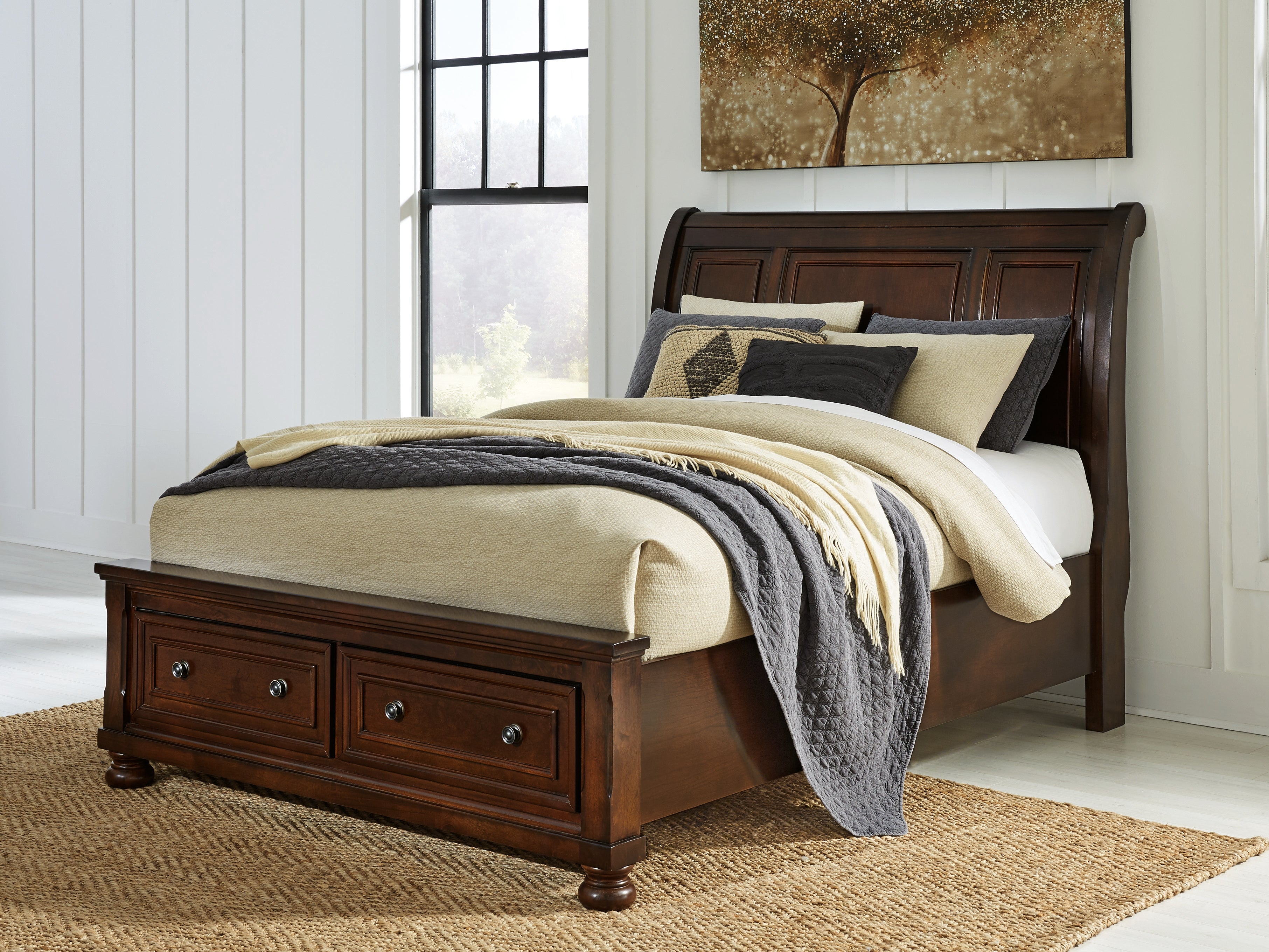 Porter Rustic Brown Queen Sleigh Storage Bed - B697B43