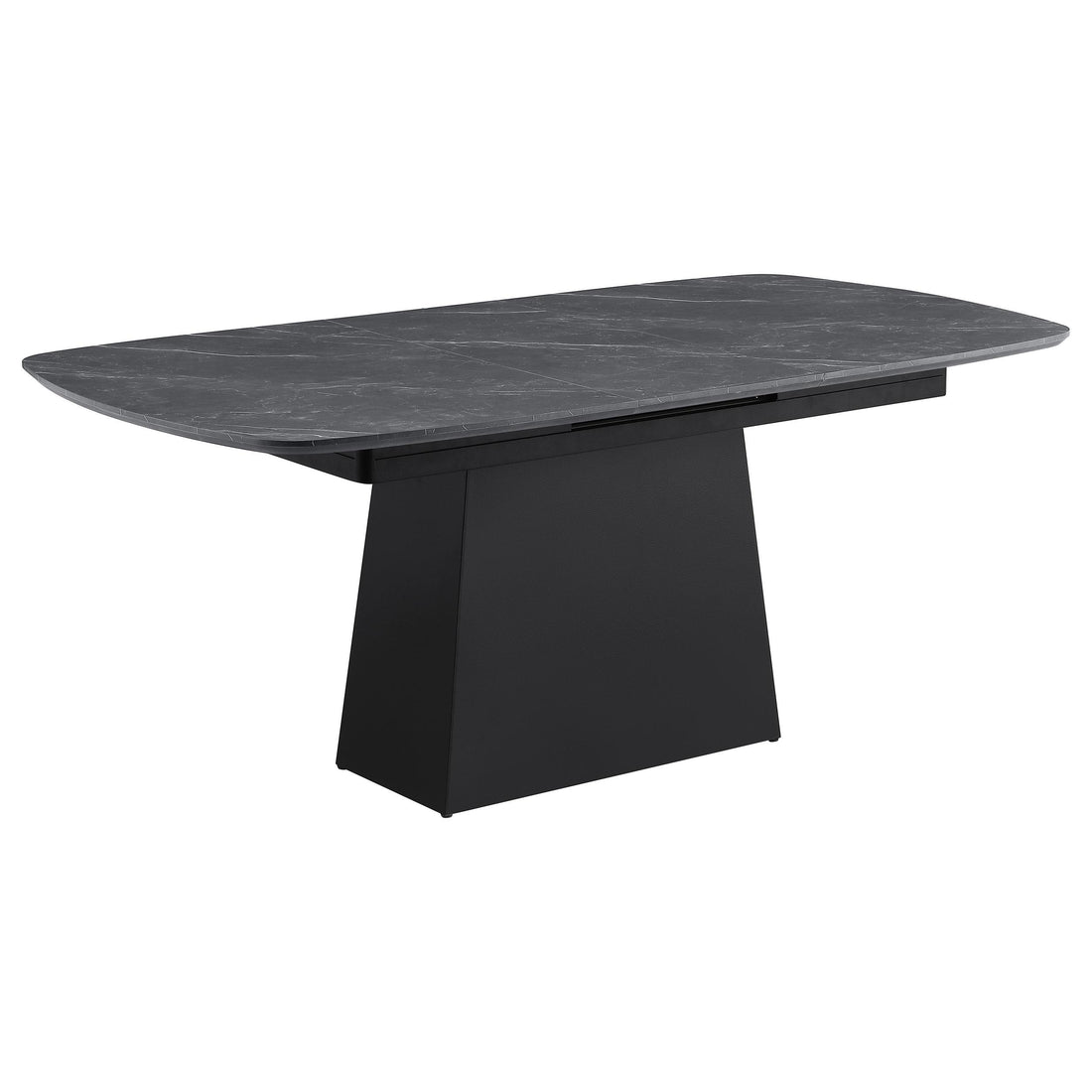Potero 73-inch Faux Marble Extension Leaf Dining Table Black - 123131