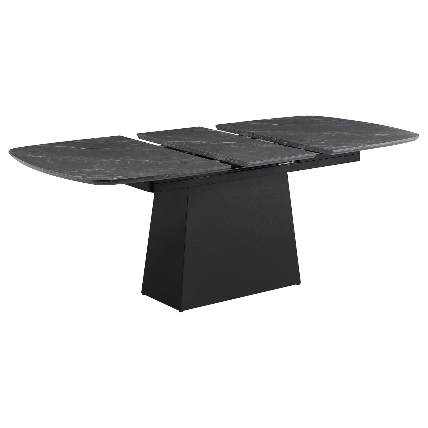 Potero 73-inch Faux Marble Extension Leaf Dining Table Black - 123131