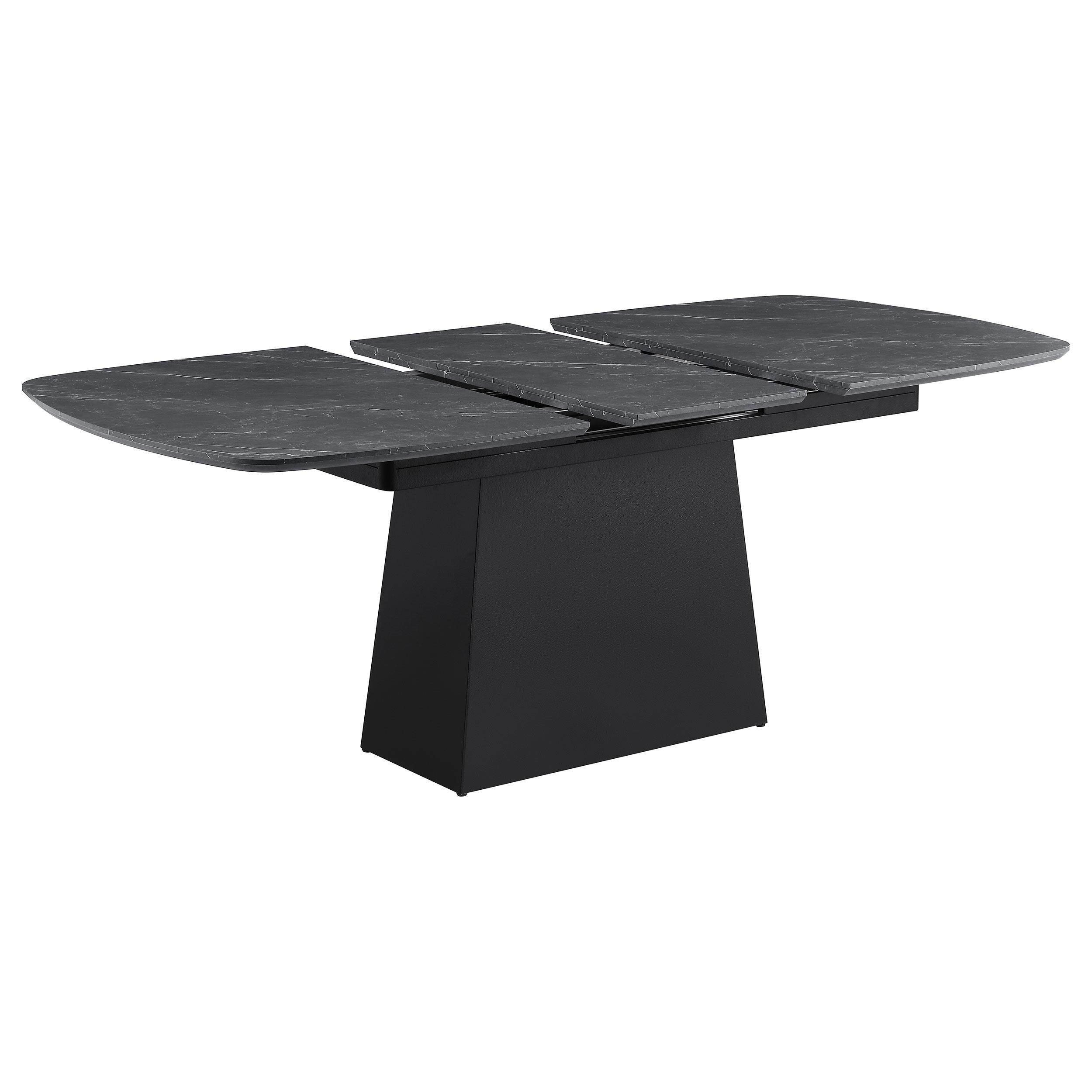 Potero 73-inch Faux Marble Extension Leaf Dining Table Black - 123131
