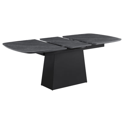 Potero 73-inch Faux Marble Extension Leaf Dining Table Black - 123131