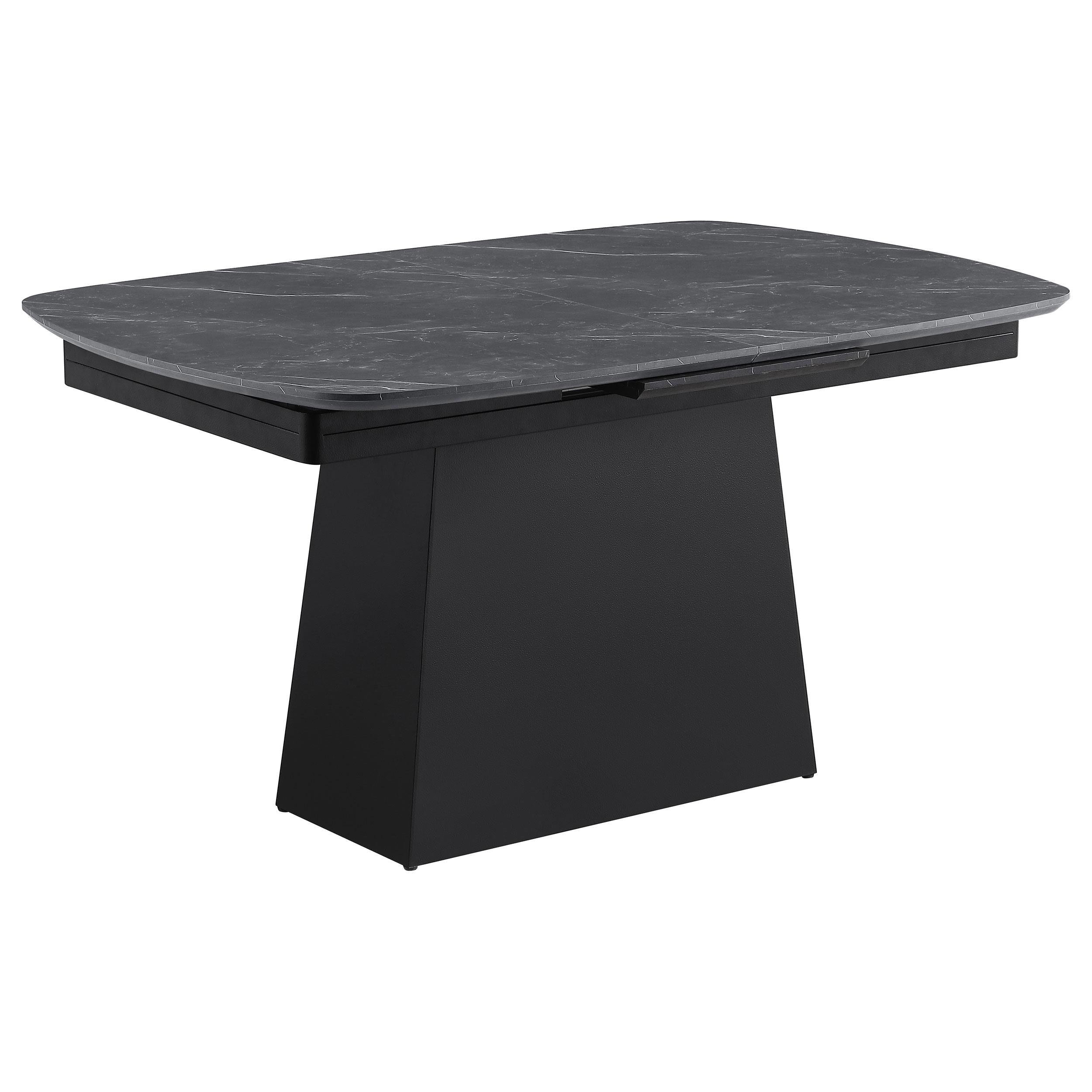 Potero 73-inch Faux Marble Extension Leaf Dining Table Black - 123131