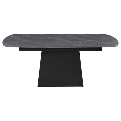 Potero 73-inch Faux Marble Extension Leaf Dining Table Black - 123131