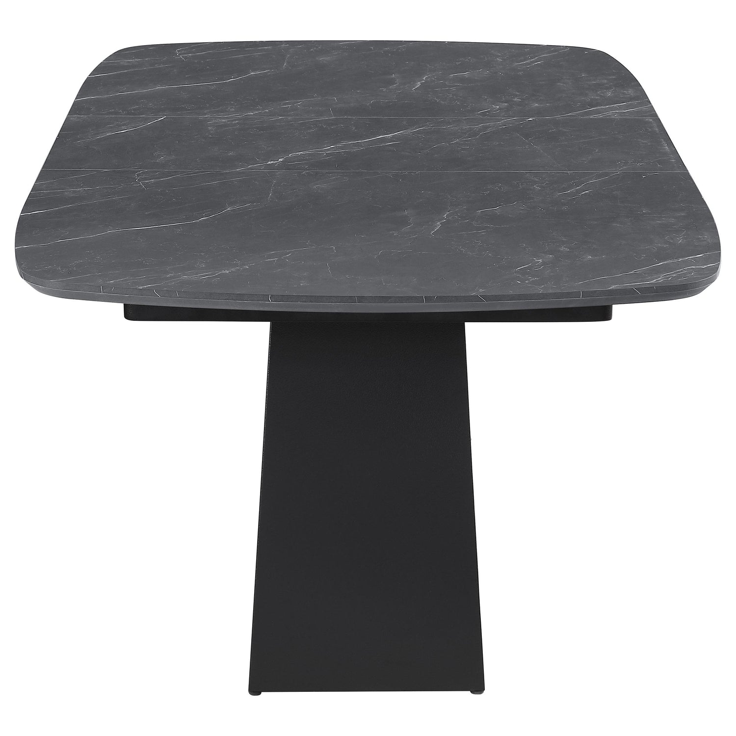 Potero 73-inch Faux Marble Extension Leaf Dining Table Black - 123131