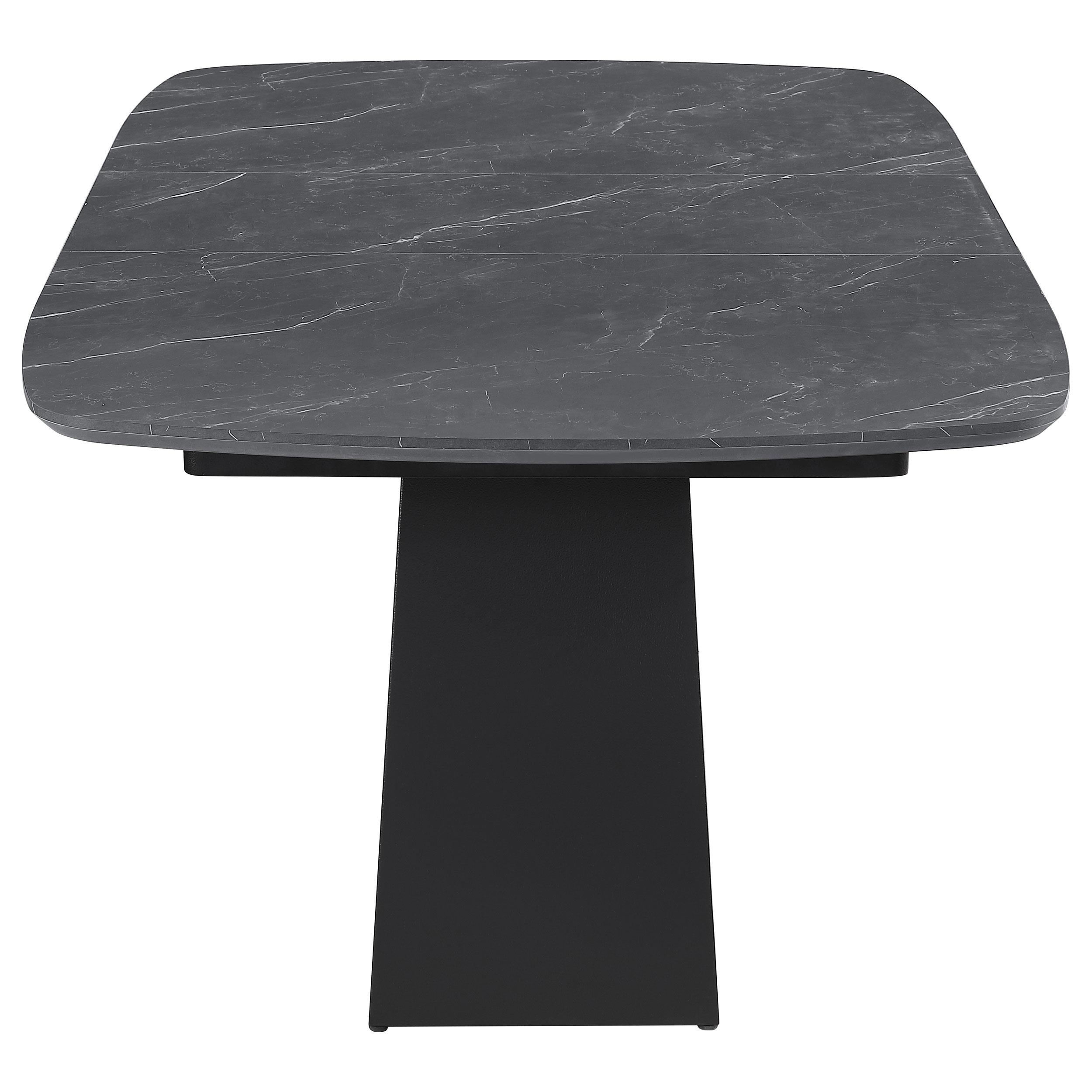 Potero 73-inch Faux Marble Extension Leaf Dining Table Black - 123131