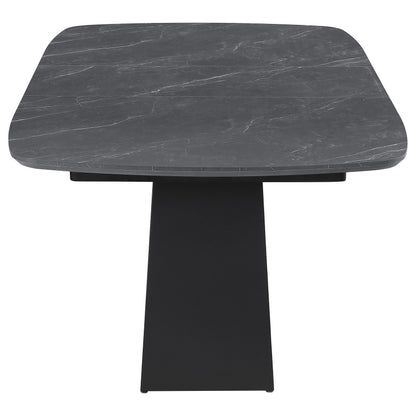 Potero 73-inch Faux Marble Extension Leaf Dining Table Black - 123131
