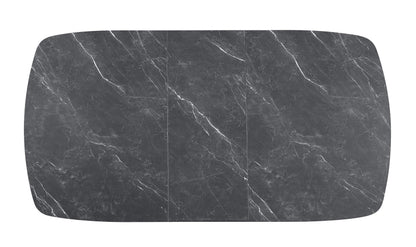 Potero 73-inch Faux Marble Extension Leaf Dining Table Black - 123131