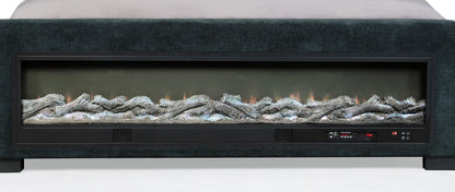 Preston Upholstered California King Audio Fireplace Bed Blue - 305821KW