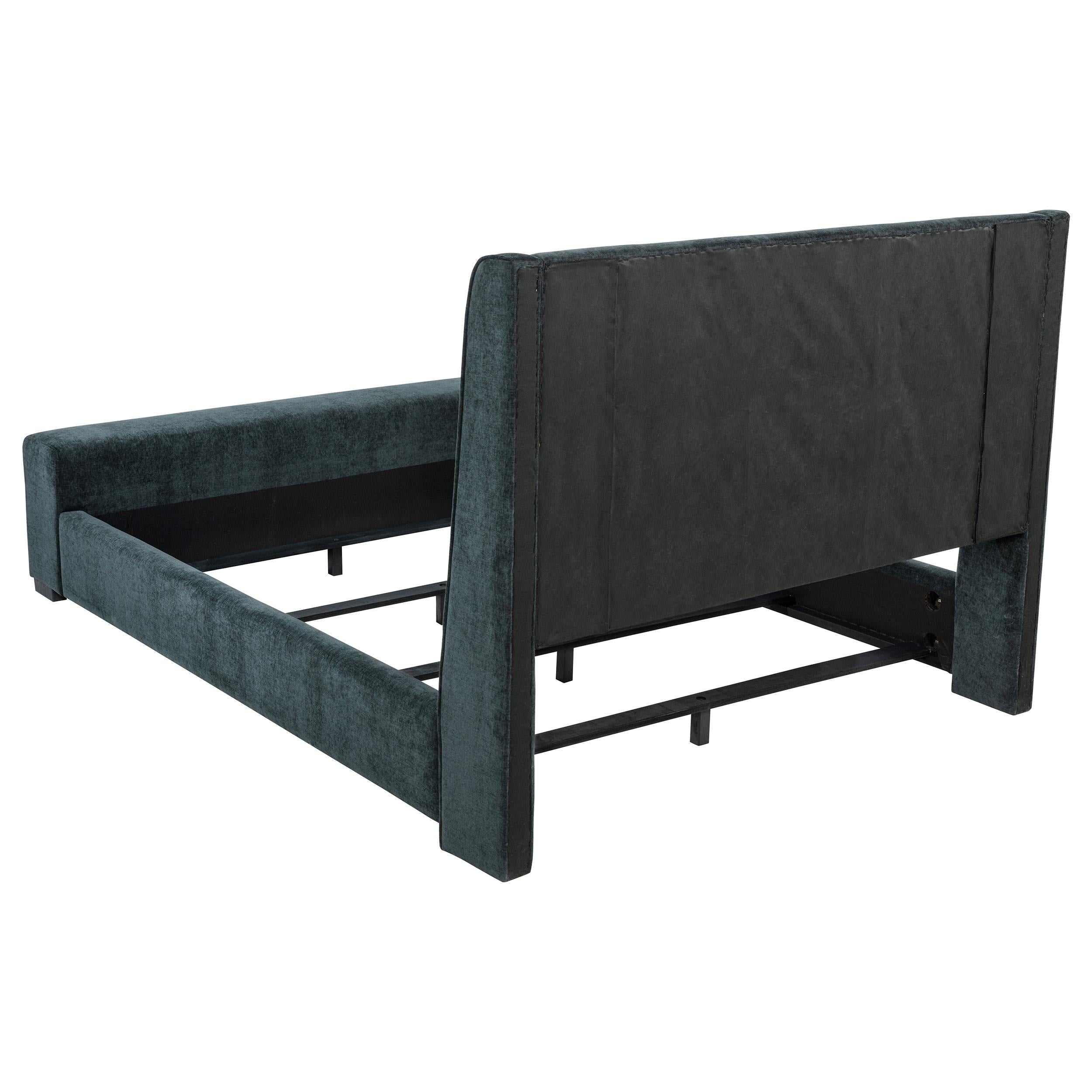 Preston Upholstered Eastern King Audio Fireplace Bed Blue - 305821KE