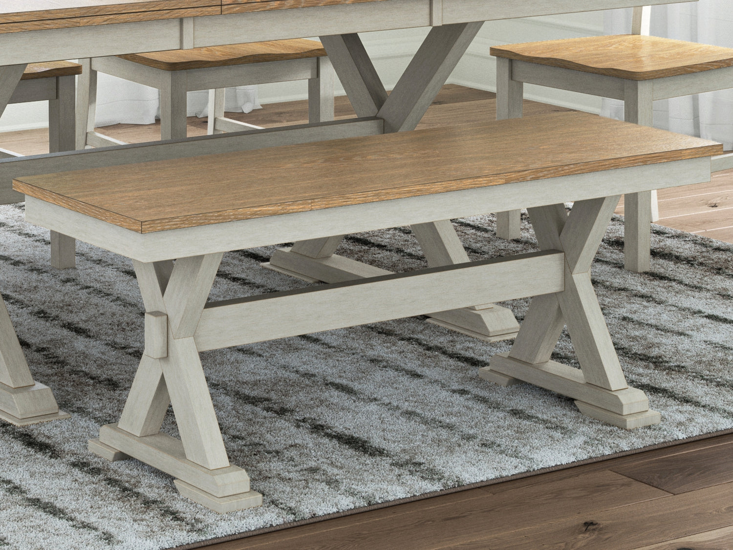 Purlaney Antique White/Natural 48" Dining Bench - PCD627-00