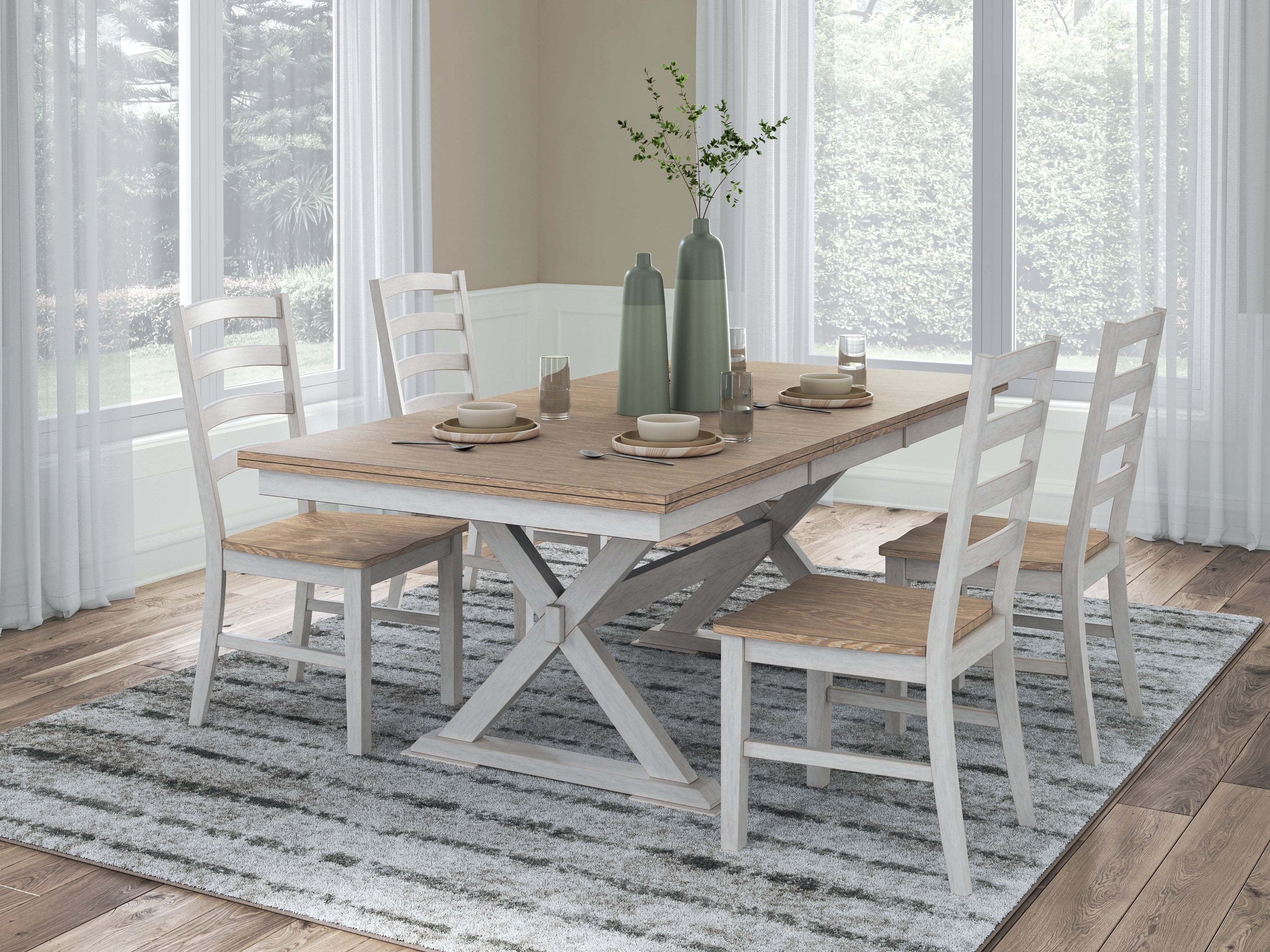 Purlaney Dining Table and 4 Chairs in Antique White/Natural from Ashley - Luna Furniture