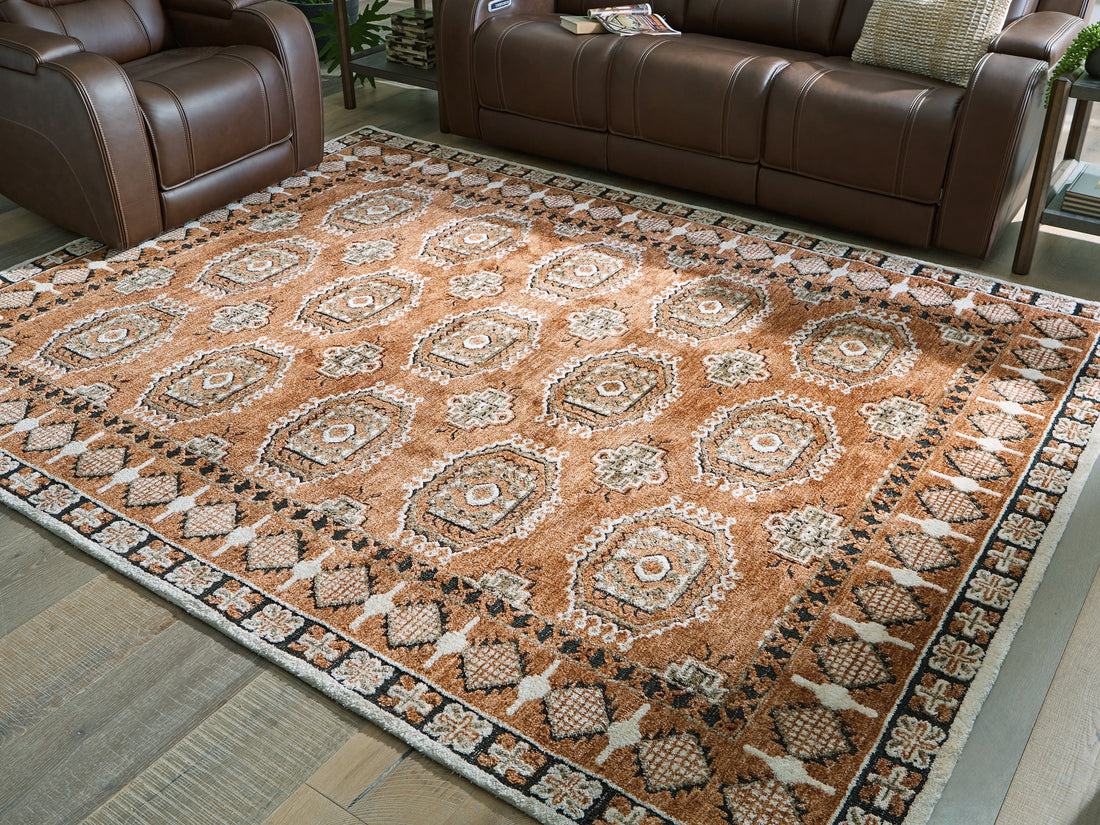 Qaabiz Sienna/Ivory/Black Large Rug - R407521