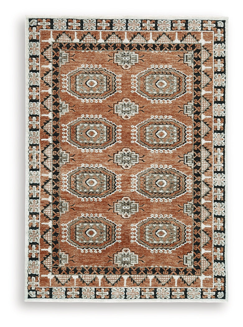 Qaabiz Sienna/Ivory/Black Medium Rug - R407522
