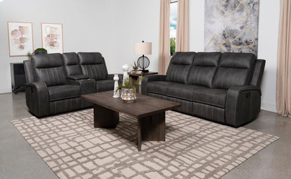 Raelynn Gray 2-Piece Upholstered Motion Reclining Sofa Set from Coaster - Luna Furniture