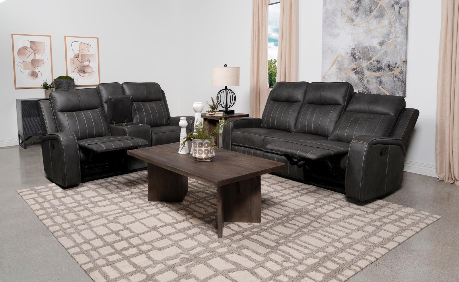 Raelynn Gray 2-Piece Upholstered Motion Reclining Sofa Set from Coaster - Luna Furniture