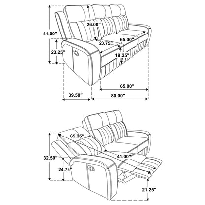 Raelynn Gray 3-Piece Upholstered Motion Reclining Sofa Set from Coaster - Luna Furniture