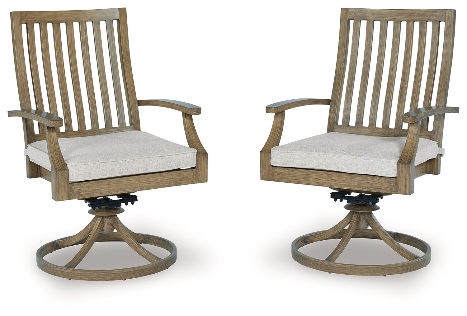 Rainier Ranch Brown/Beige Outdoor Swivel Chair with Cushion (Set of 2) - P701-602A