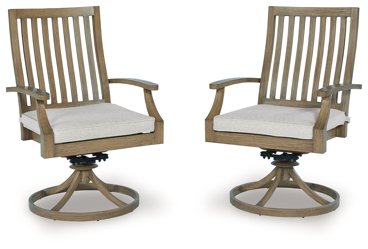 Rainier Ranch Brown/Beige Outdoor Swivel Chair with Cushion (Set of 2) - P701-602A