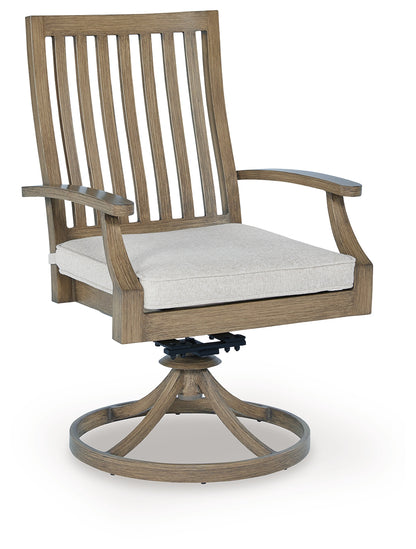 Rainier Ranch Brown/Beige Outdoor Swivel Chair with Cushion (Set of 2) - P701-602A
