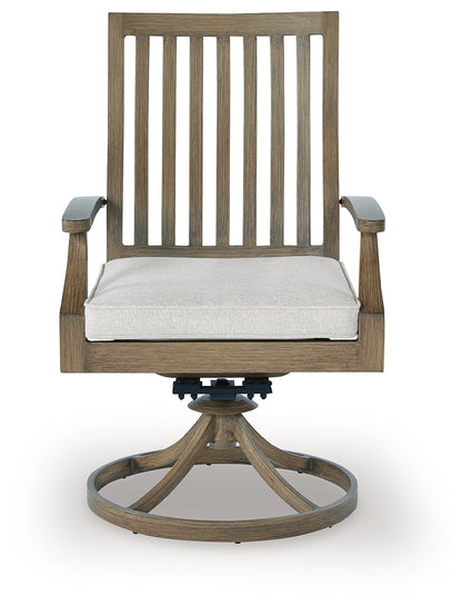 Rainier Ranch Brown/Beige Outdoor Swivel Chair with Cushion (Set of 2) - P701-602A