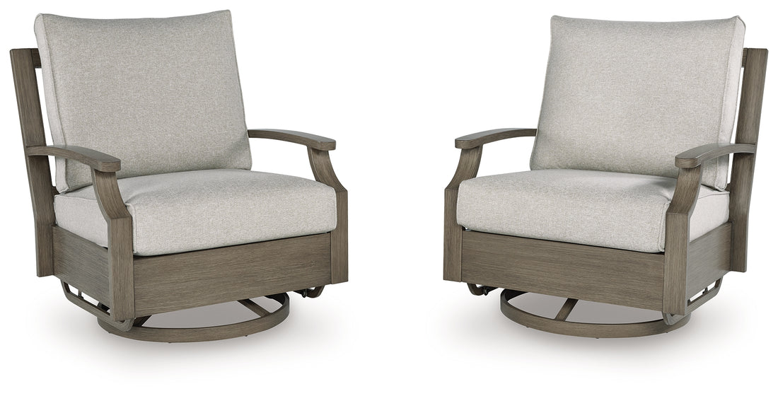 Rainier Ranch Brown/Beige Outdoor Swivel Glider Chair with Cushion - P701-821