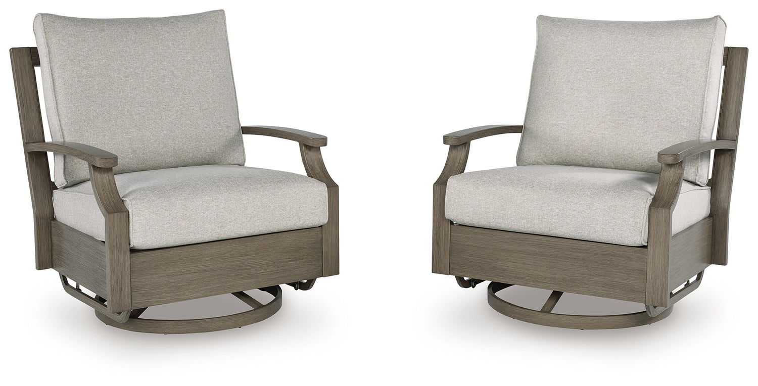 Rainier Ranch Brown/Beige Outdoor Swivel Glider Chair with Cushion - P701-821