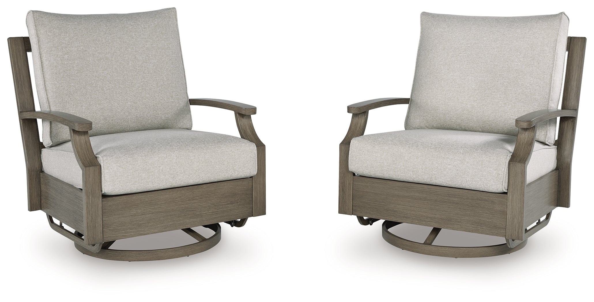 Rainier Ranch Brown/Beige Outdoor Swivel Glider Chair with Cushion - P701-821