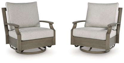 Rainier Ranch Brown/Beige Outdoor Swivel Glider Chair with Cushion - P701-821