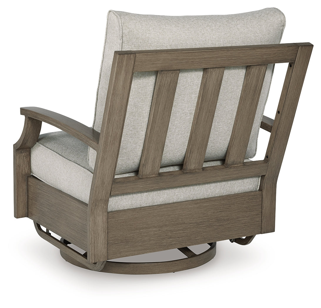 Rainier Ranch Brown/Beige Outdoor Swivel Glider Chair with Cushion - P701-821