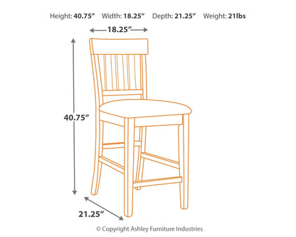 Ralene 2-Piece Bar Stool in Medium Brown - PKG000156