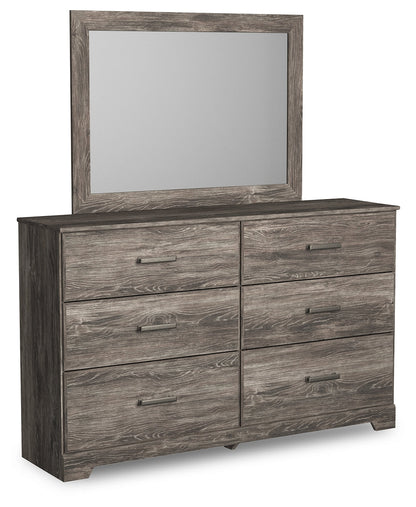 Ralinksi King Panel Bed with Mirrored Dresser and 2 Nightstands in Gray from Ashley - Luna Furniture