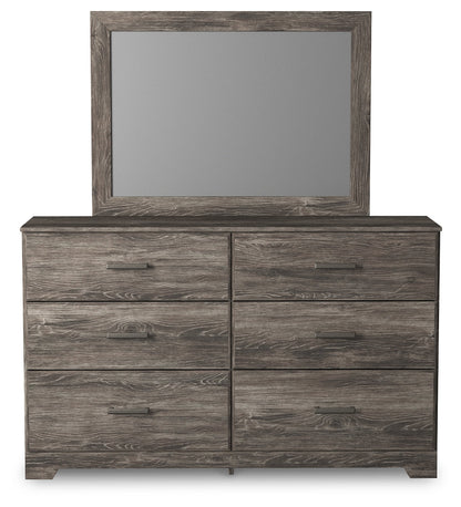Ralinksi King Panel Bed with Mirrored Dresser, Chest and 2 Nightstands in Gray from Ashley - Luna Furniture