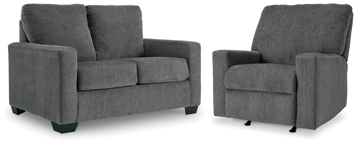 Rannis Pewter Twin Sofa Sleeper and Recliner - 53602U2