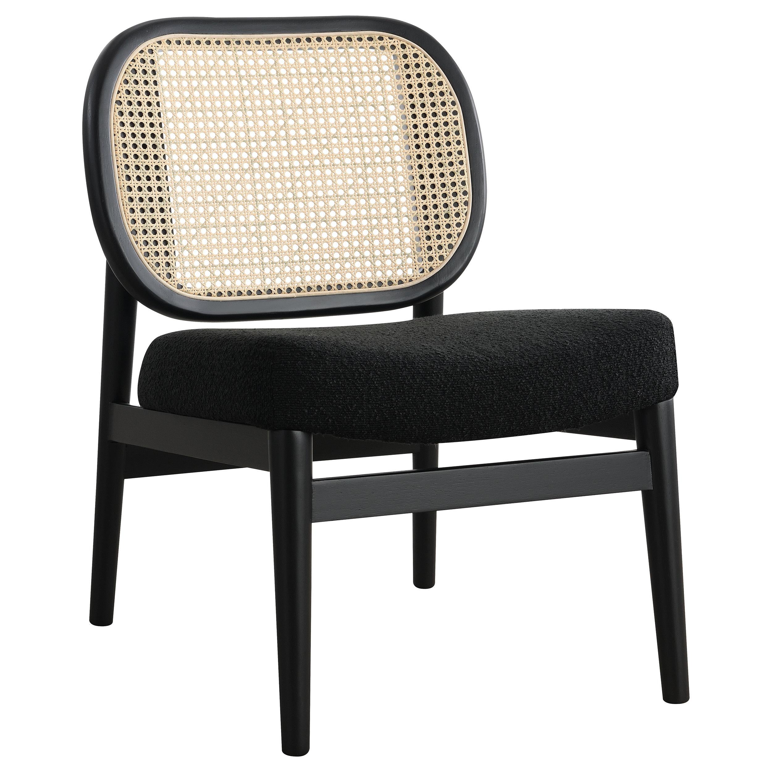 Rayo Rattan Cane Back Accent Chair with Padded Seat Black - 900620