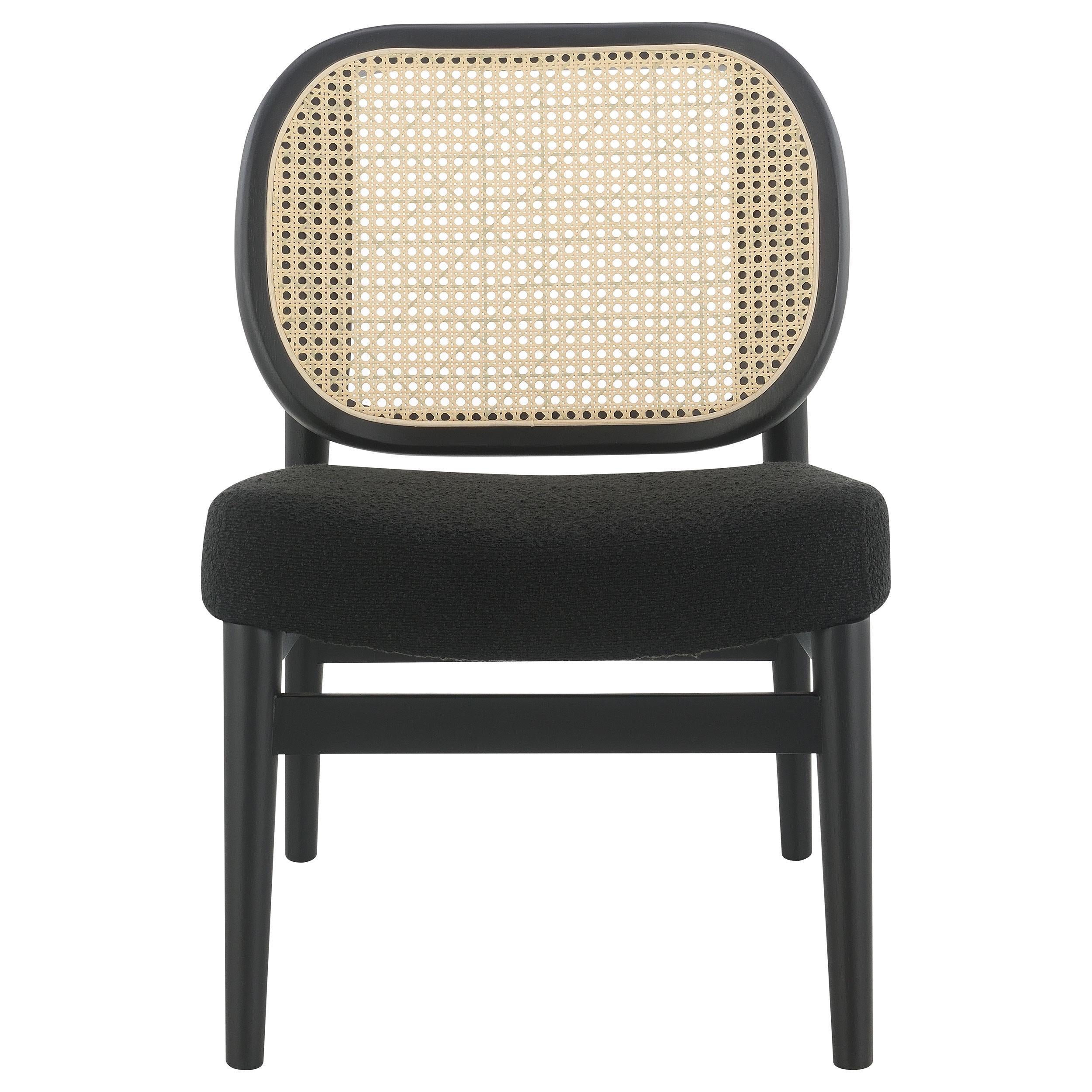 Rayo Rattan Cane Back Accent Chair with Padded Seat Black - 900620
