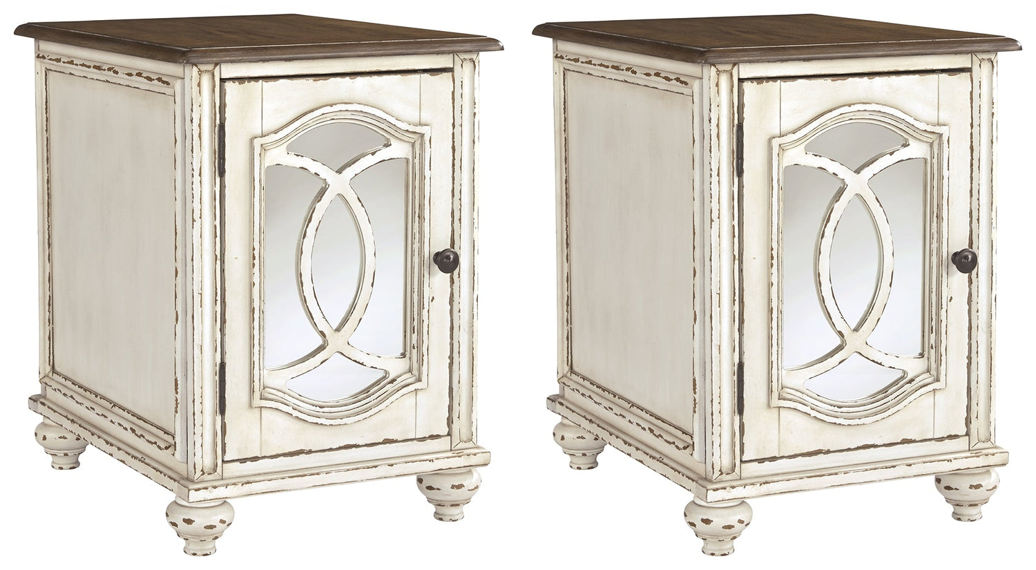 Realyn 2 End Tables in White/Brown - PKG008473