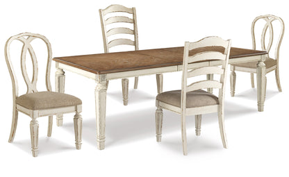 Realyn Chipped White Dining Table and 4 Chairs - D743D17