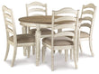 Realyn Dining Table and 4 Chairs in Chipped White - PKG002221