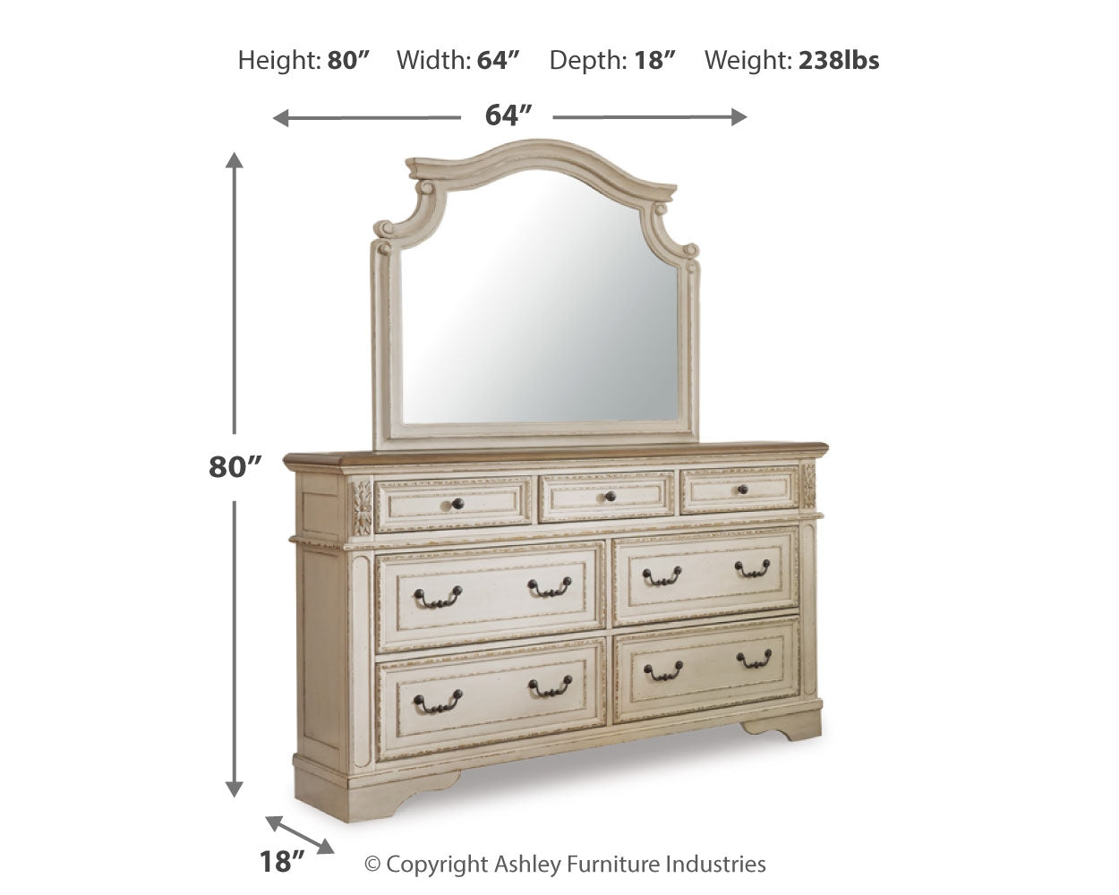Realyn Full Panel Bed, Dresser, Mirror and Nightstand - B743B85