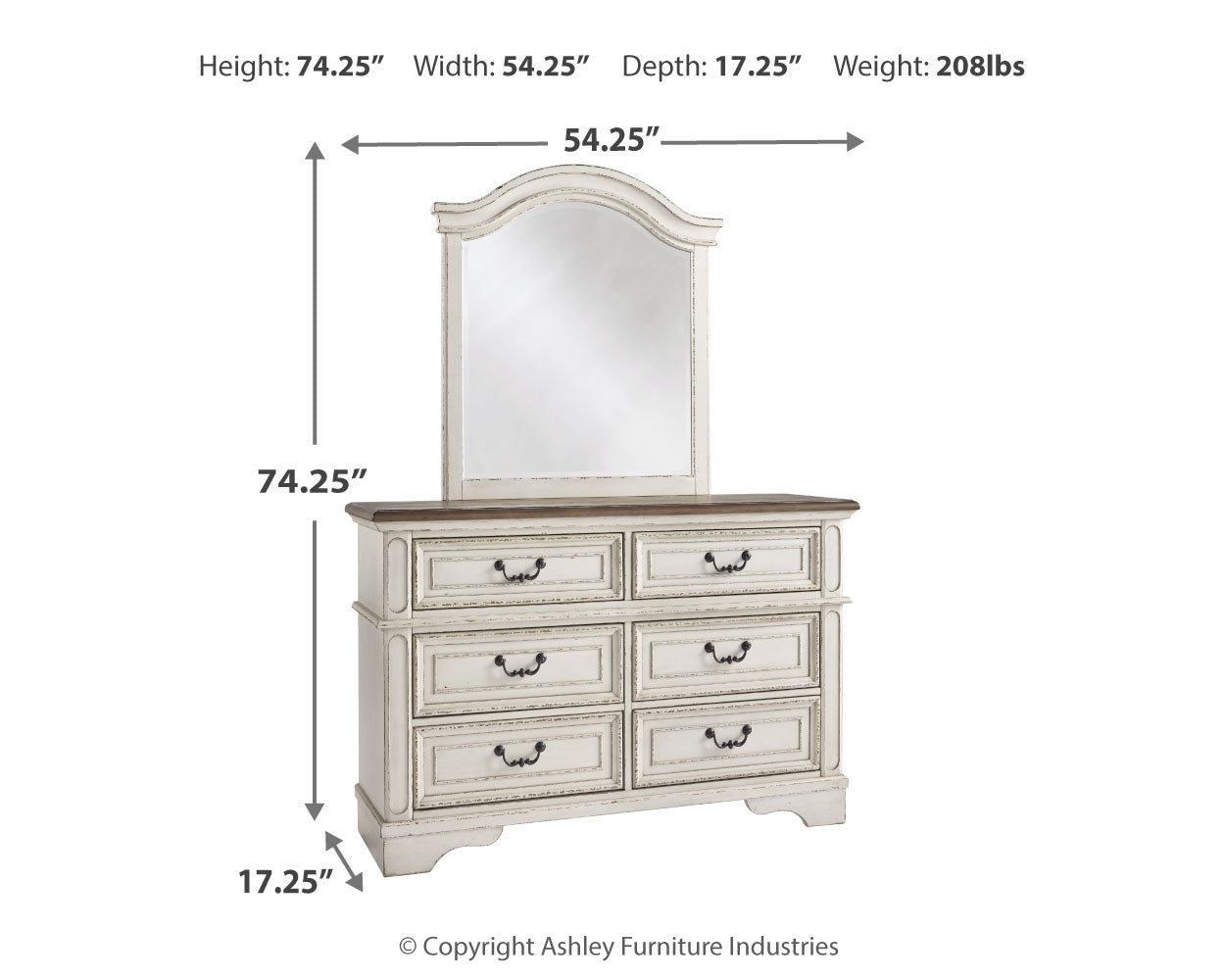 Realyn Full Panel Bed, Dresser, Mirror, Chest and Nightstand - B743B81