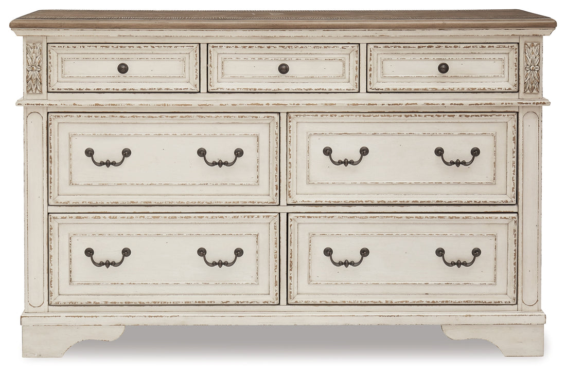 Realyn Full Upholstered Panel Bed and Dresser - B743B90