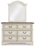 Realyn Full Upholstered Panel Bed, Dresser, Mirror, Chest and 2 Nightstands - B743B77
