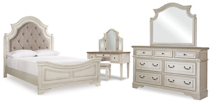 Realyn Queen Panel Bed, Dresser, Mirror and Vanity - B743B86