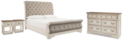Realyn Queen Upholstered Sleigh Bed, Dresser and 2 Nightstands - B743B84