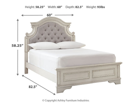 Realyn Two-tone Full Panel Bed, Dresser, Mirror, 3-Piece Vanity and Nightstand - B743B27